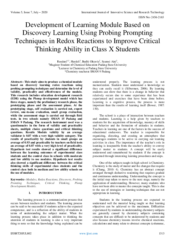 (PDF) Development of Learning Module Based on Discovery Learning Using ...
