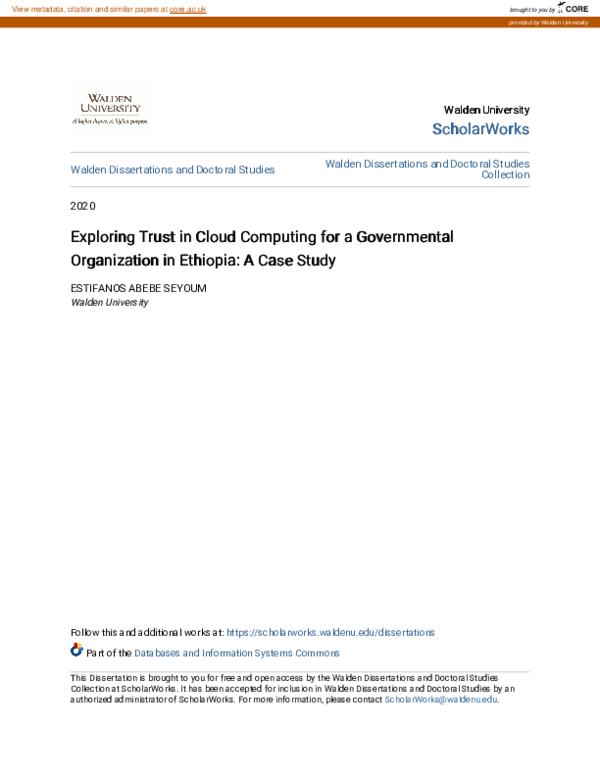 (PDF) Exploring Trust in Cloud Computing for a Governmental ...