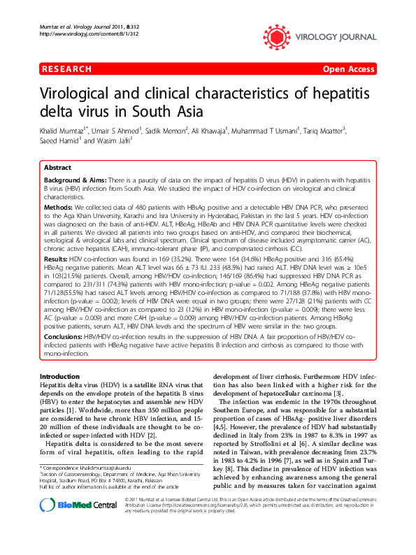 (PDF) Virological and clinical characteristics of hepatitis delta virus ...