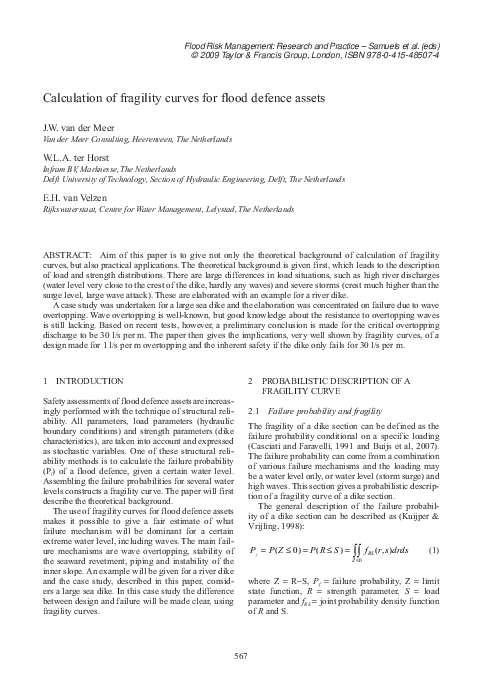 (PDF) Calculation of fragility curves for flood defence assets