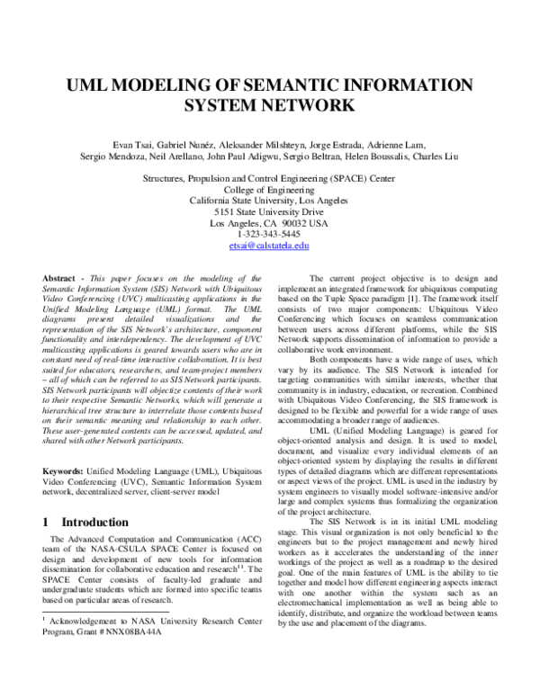 (PDF) Uml Modeling of Semantic Information System Network