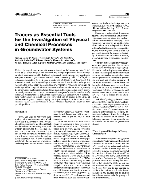 (PDF) Tracers as Essential Tools for the Investigation of Physical and ...