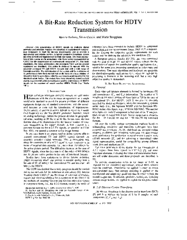 (PDF) A bit-rate reduction system for HDTV transmission