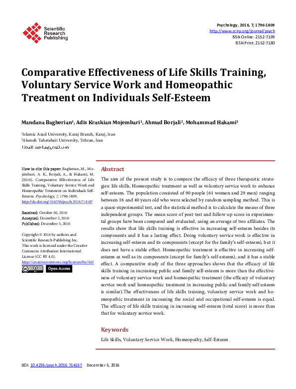 (PDF) Comparative Effectiveness of Life Skills Training, Voluntary ...