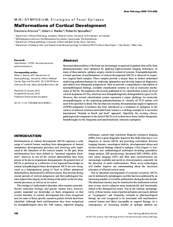 (PDF) Malformations of Cortical Development