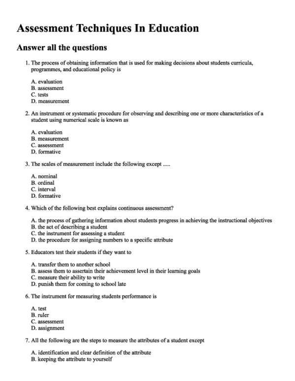 WHAT ARE ASSESSMENT TECHNIQUES IN EDUCATION visual data 4