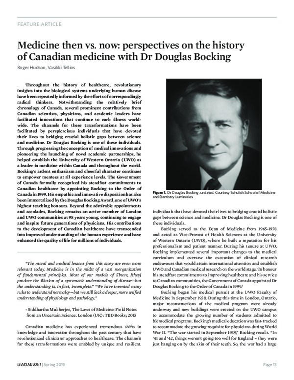 (PDF) Medicine then vs. now: perspectives on the history of Canadian ...