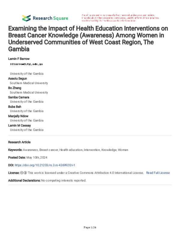 (PDF) Examining the Impact of Health Education Interventions on Breast ...