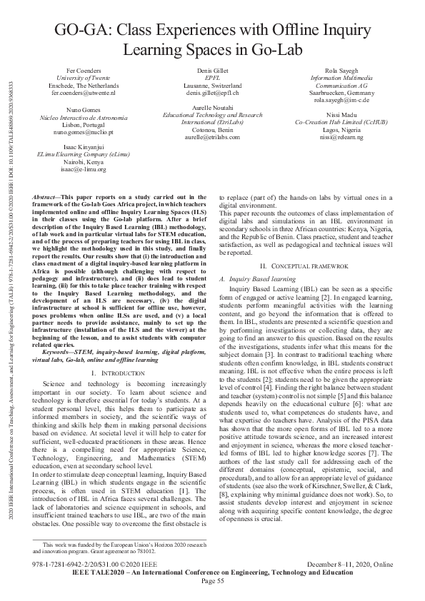 (PDF) GO-GA: Class Experiences with Offline Inquiry Learning Spaces in ...