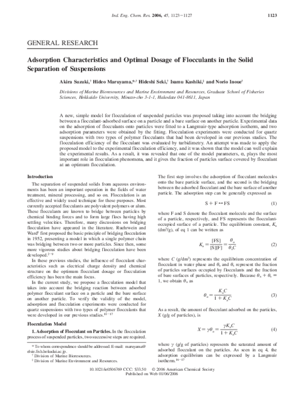 (PDF) Adsorption Characteristics and Optimal Dosage of Flocculants in ...