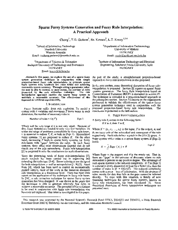 (PDF) Sparse fuzzy systems generation and fuzzy rule interpolation: a ...