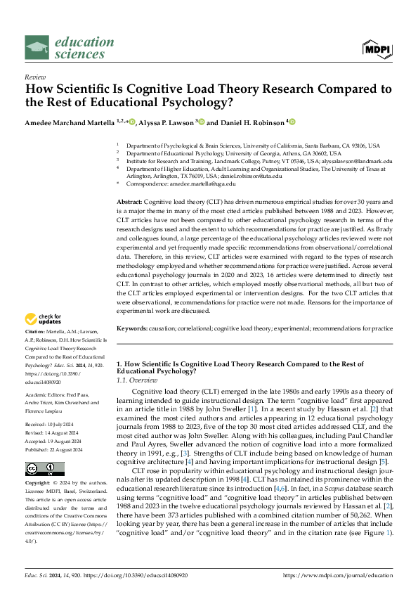 (PDF) How Scientific Is Cognitive Load Theory Research Compared to the ...