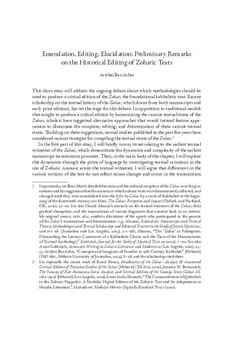 (PDF) ‘Emendation, Editing, Elucidation: Preliminary Remarks on the ...