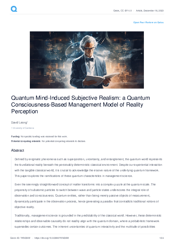 (PDF) Quantum Mind-Induced Subjective Realism: a Quantum Consciousness ...