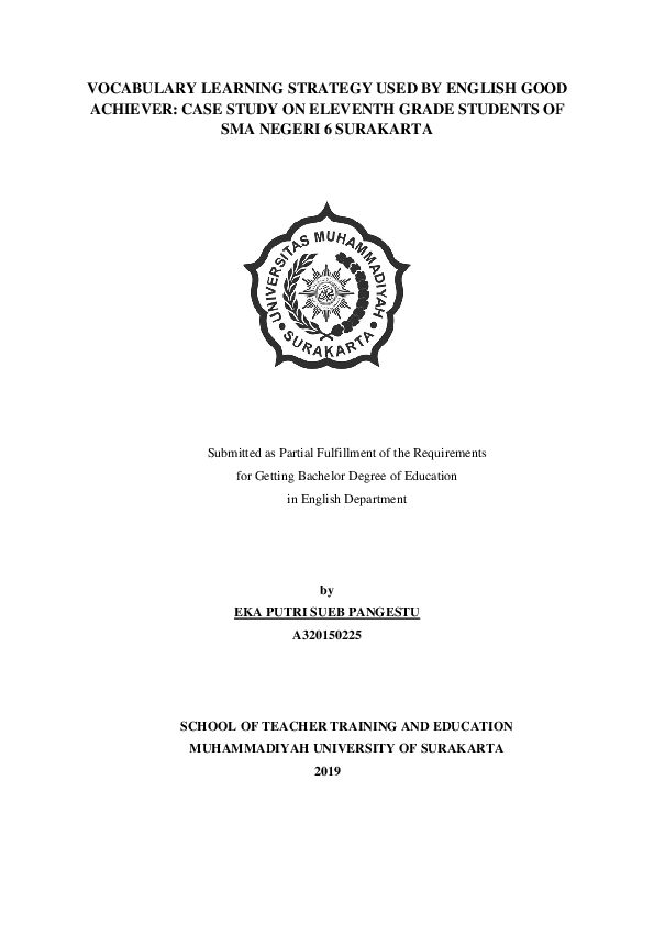 (PDF) Vocabulary Learning Strategy Used By English Good Achiever : A ...