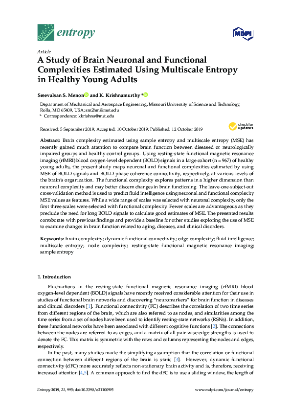 (PDF) A Study of Brain Neuronal and Functional Complexities Estimated ...