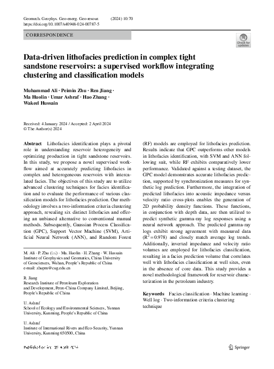 (PDF) Data-driven lithofacies prediction in complex tight sandstone ...