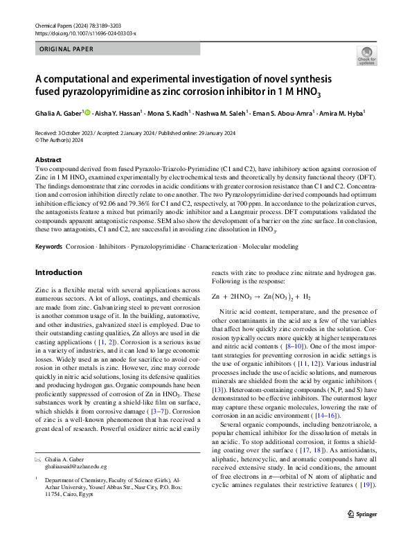 (PDF) A computational and experimental investigation of novel synthesis ...