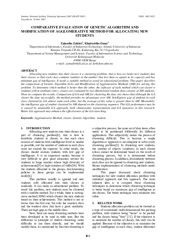(PDF) Comparative Evaluation of Genetic Algorithm and Modification of ...