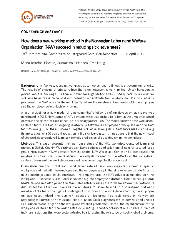(PDF) How does a new working method in the Norwegian Labour and Welfare ...