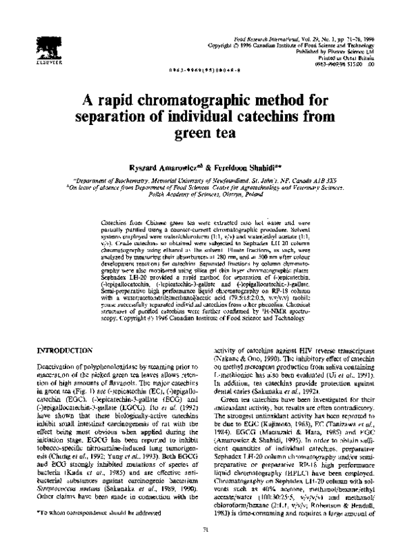 (PDF) A rapid chromatographic method for separation of individual ...