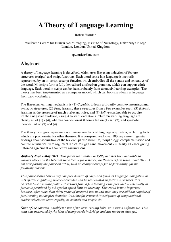 (PDF) A Theory of Language Learning
