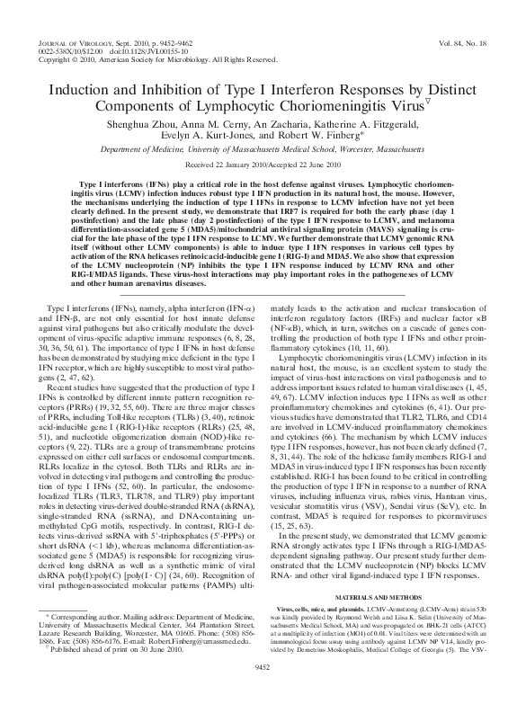 (PDF) Induction and Inhibition of Type I Interferon Responses by ...