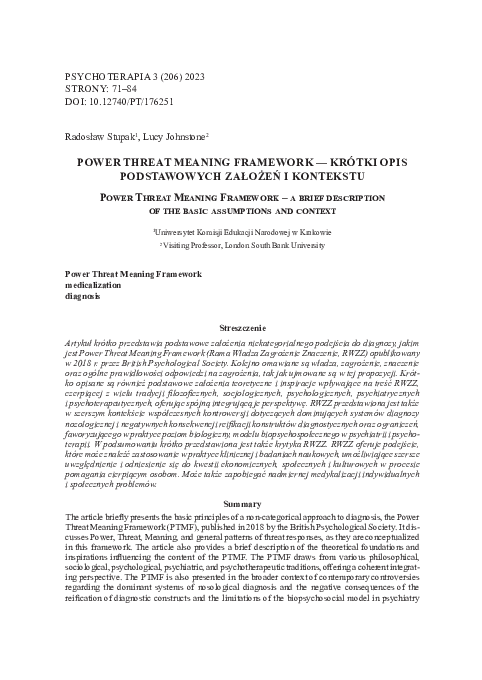 (PDF) Power Threat Meaning Framework – a brief description of the basic ...