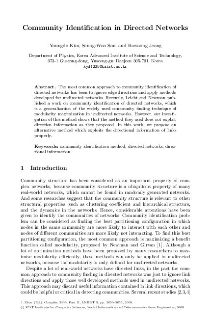 (PDF) Community Identification in Directed Networks