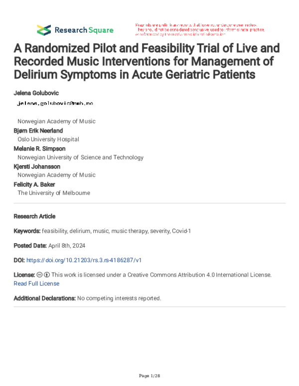 (PDF) A Randomized Pilot and Feasibility Trial of Live and Recorded ...
