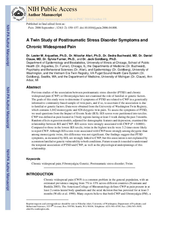 (PDF) A twin study of posttraumatic stress disorder symptoms and ...