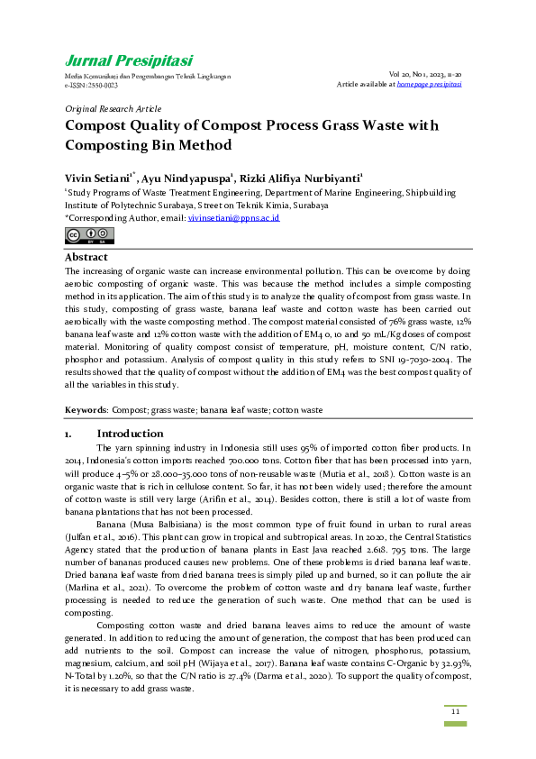(PDF) Compost Quality of Compost Process Grass Waste with Composting ...