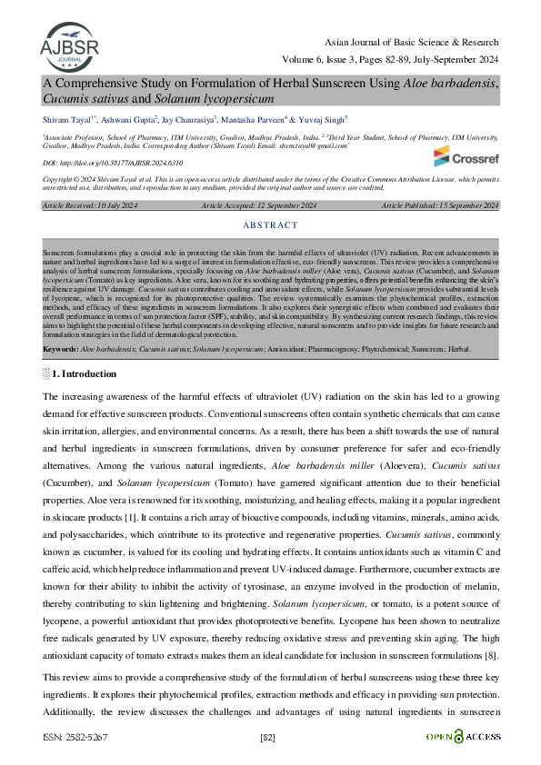 (PDF) A Comprehensive Study on Formulation of Herbal Sunscreen Using ...