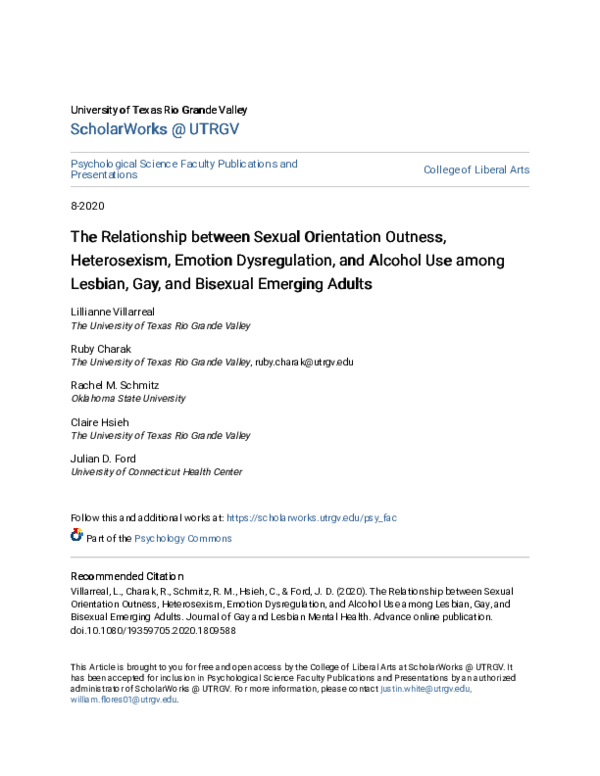 (PDF) The relationship between sexual orientation outness, heterosexism ...