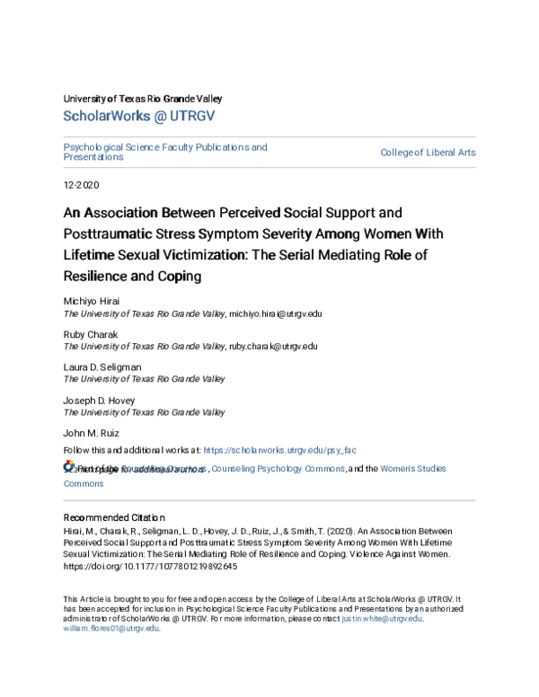 (PDF) An Association Between Perceived Social Support and Posttraumatic ...