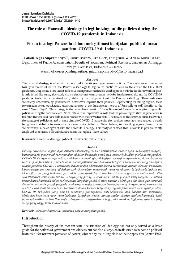 (PDF) The role of Pancasila ideology in legitimizing public policies ...