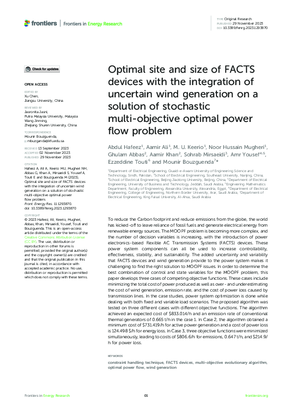 (PDF) Optimal site and size of FACTS devices with the integration of ...