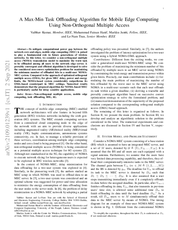 (PDF) A Max-Min Task Offloading Algorithm for Mobile Edge Computing ...