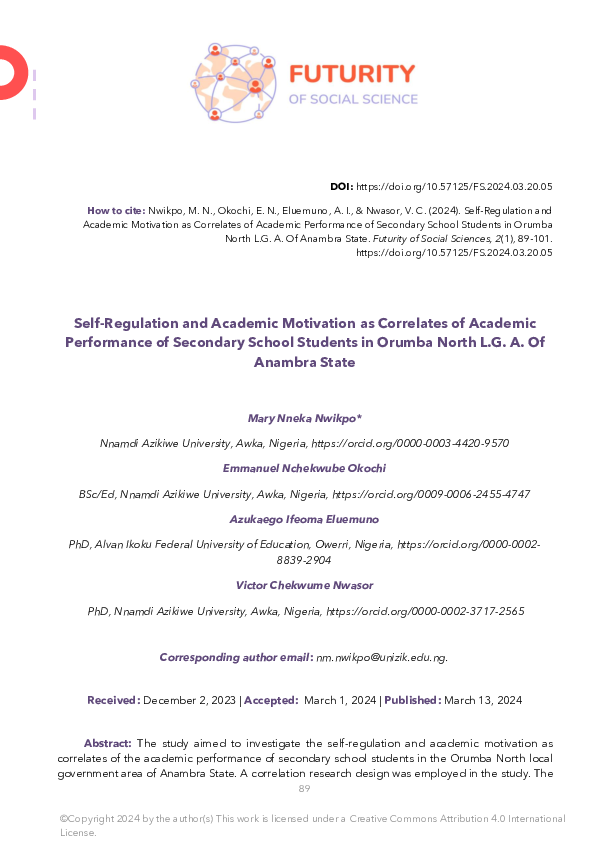 (PDF) Self-Regulation and Academic Motivation as Correlates of Academic ...