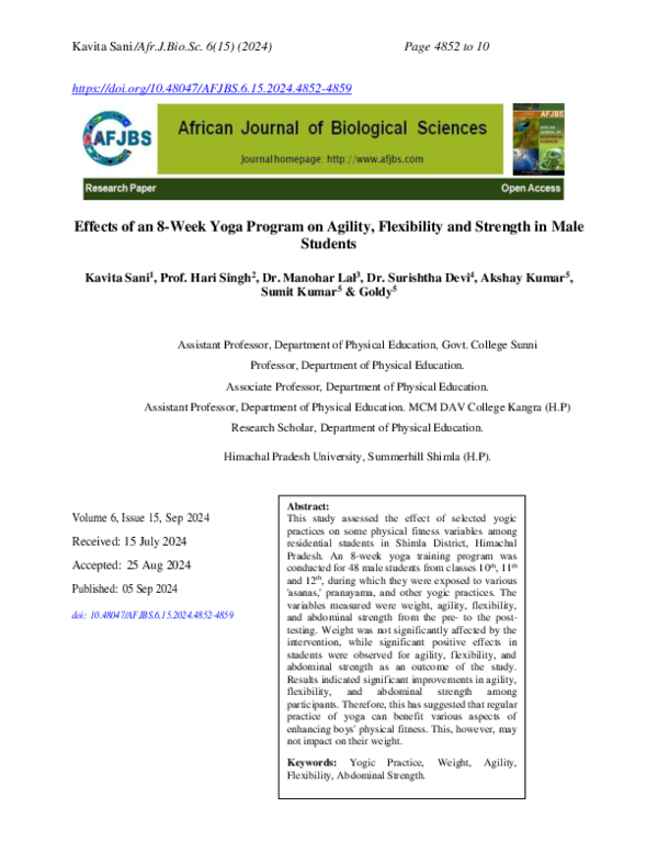 (PDF) Effects of an 8-Week Yoga Program on Agility, Flexibility and ...