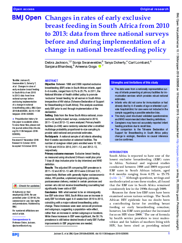 pdf-changes-in-rates-of-early-exclusive-breast-feeding-in-south