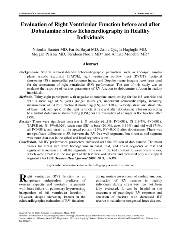 (PDF) Evaluation of Right Ventricular Function before and after ...