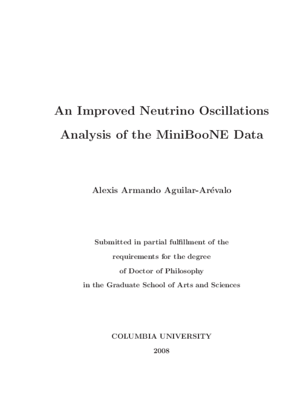 (PDF) An improved Neutrino Oscillations Analysis of the MiniBooNE Data