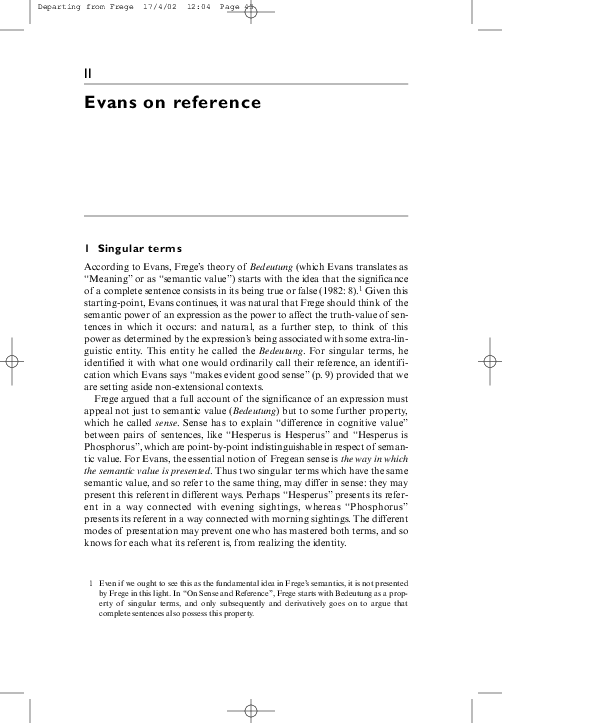 PDF) Evans on reference (1985)