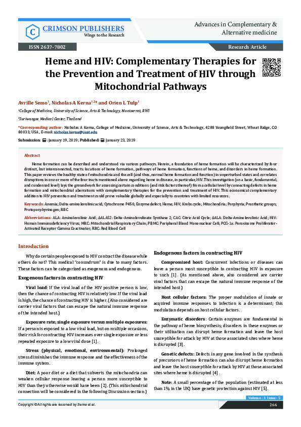 (PDF) Heme and HIV: Complementary Therapies forthe Prevention and ...