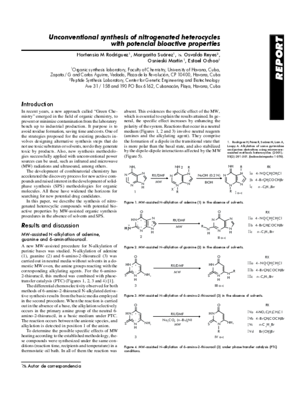 (PDF) Unconventional synthesis of nitrogenated heterocycles with ...