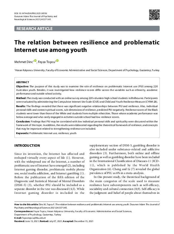 (PDF) The relation between resilience and problematic Internet use ...