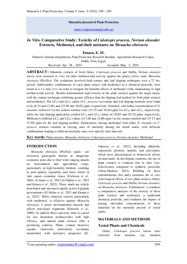 (PDF) In Vitro Comparative Study: Toxicity of Calotropis procera ...