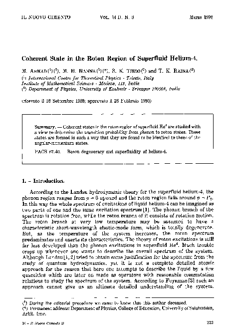 (PDF) Coherent state in the roton region of superfluid helium-4