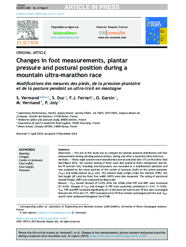 (PDF) Changes in foot measurements, plantar pressure and postural ...